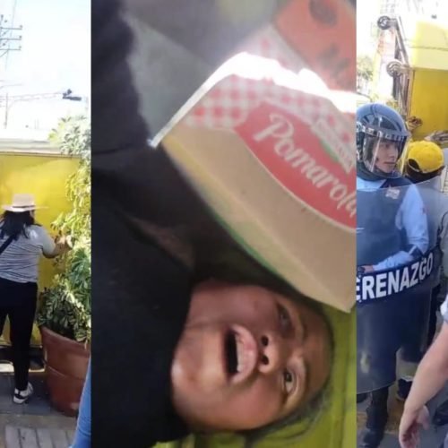 Municipalidad de Socabaya decomisa puesto de canillita con una mujer adentro del kiosco.